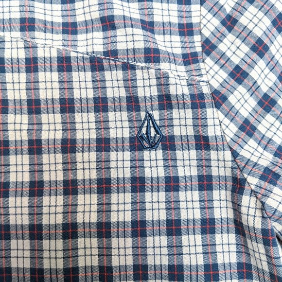 VOLCOM Boys Short Sleeve Dress Shirt Plaid, S - Picture 5 of 5